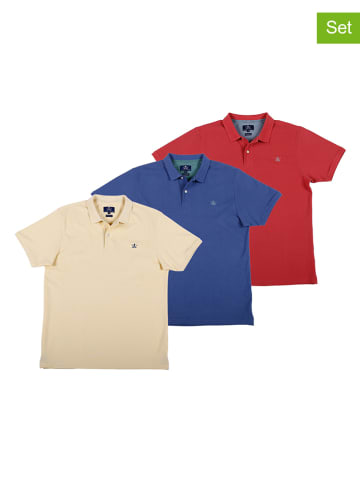The Time of Bocha 3-delige set: poloshirts beige/blauw/rood