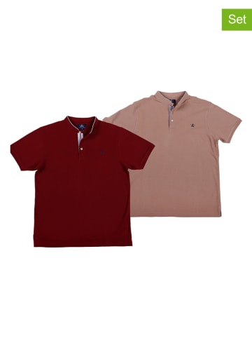 The Time of Bocha 2er-Set: Poloshirts in Bordeaux/ Altrosa