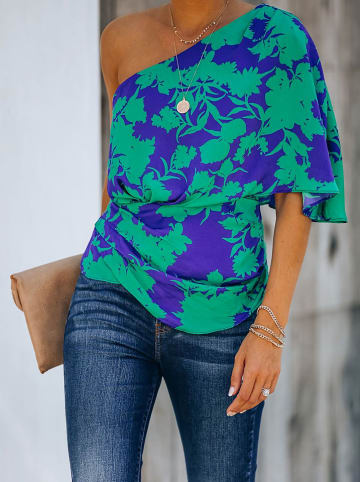 Milan Kiss Bluse in Grün/ Blau