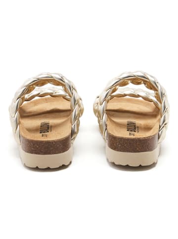 billowy Leder-Pantoletten in Gold