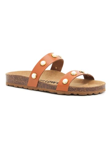 billowy Leren slippers lichtbruin