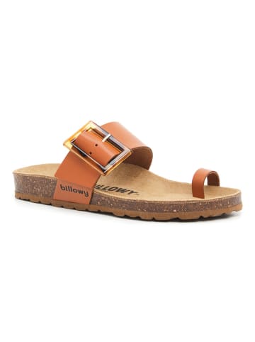 billowy Leren teenslippers lichtbruin
