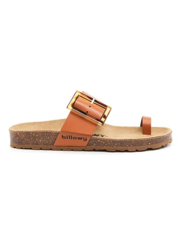 billowy Leren teenslippers lichtbruin