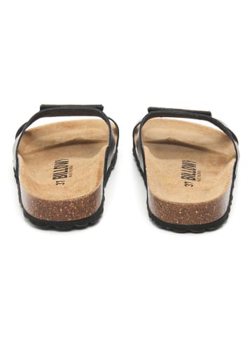 billowy Leren slippers zwart/goudkleurig
