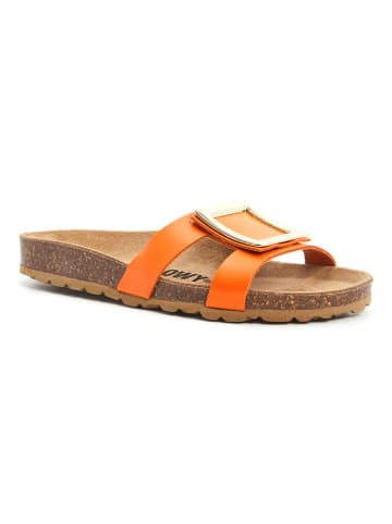 billowy Leder-Pantoletten in Orange