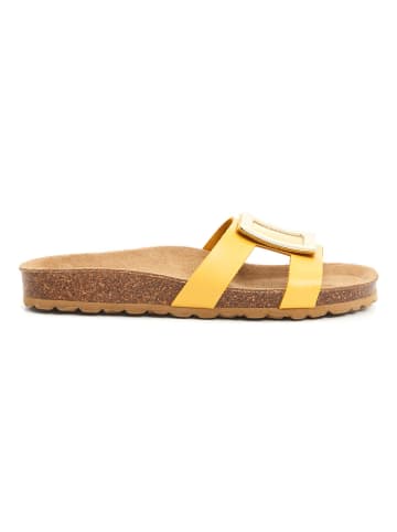 billowy Leren slippers geel