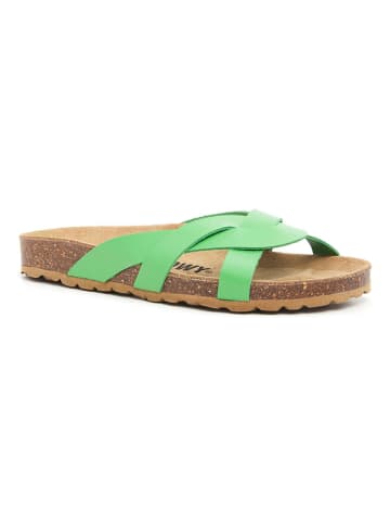 billowy Leren slippers groen