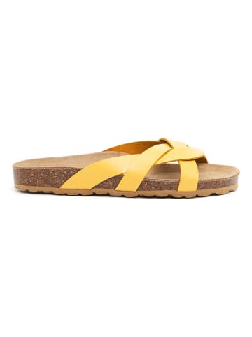 billowy Leren slippers geel