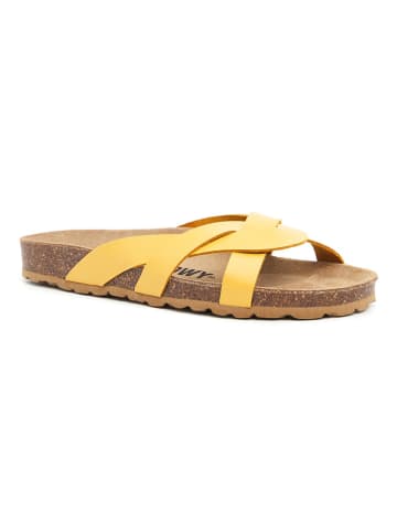 billowy Leren slippers geel