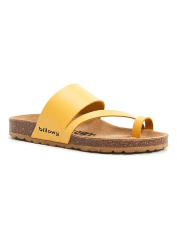 billowy Leren teenslippers geel