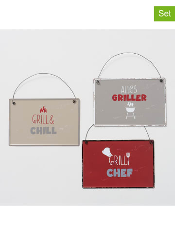 Boltze Szyldy dekoracyjne (3 szt.) „Barbecue time” w różnych kolorach -  21 x 14 cm