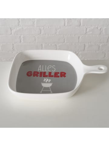 Boltze 2er-Set: Servierteller "Grillzeit" in Rot/ Hellgrau - (L)24 x (B)17 cm