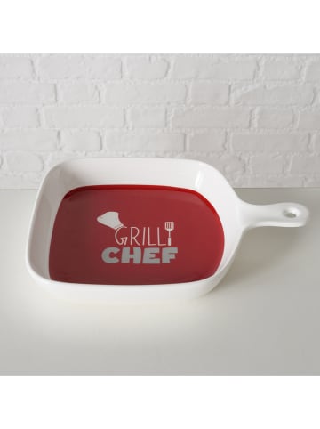 Boltze 2er-Set: Servierteller "Grillzeit" in Rot/ Hellgrau - (L)24 x (B)17 cm