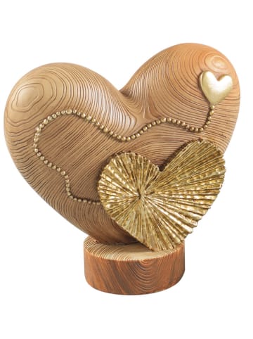 Mascagni Decoratief figuur "Heart" lichtbruin - (B)18 x (H)16,5 x (D)8 cm