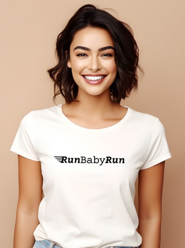 WOOOP Koszulka "Run Baby Run" w kolorze białym