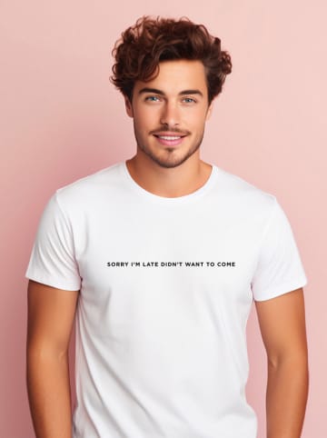WOOOP Koszulka "Sorry I´m late" w kolorze białym