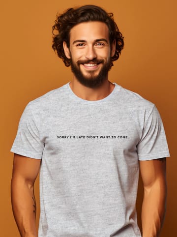 WOOOP Koszulka "Sorry I´m late" w kolorze jasnoszarym