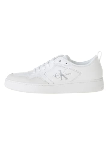 Calvin Klein Leder-Sneakers in Weiß