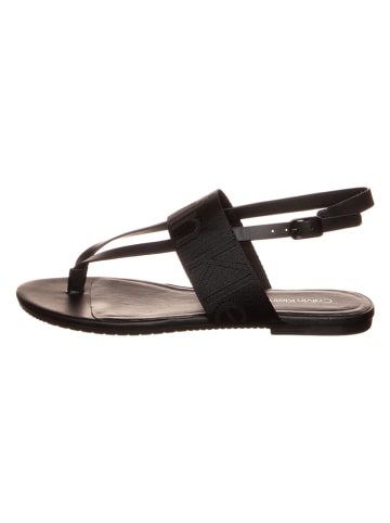 Calvin Klein Leder-Zehensandalen in Schwarz