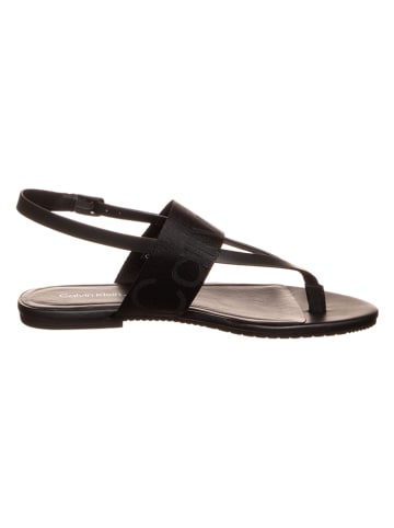 Calvin Klein Leder-Zehensandalen in Schwarz