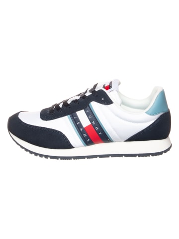 Tommy Hilfiger Leren sneakers wit/donkerblauw