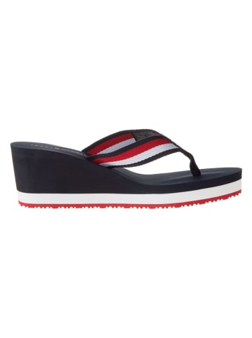 Tommy Hilfiger Sleehakteenslippers donkerblauw/wit/rood