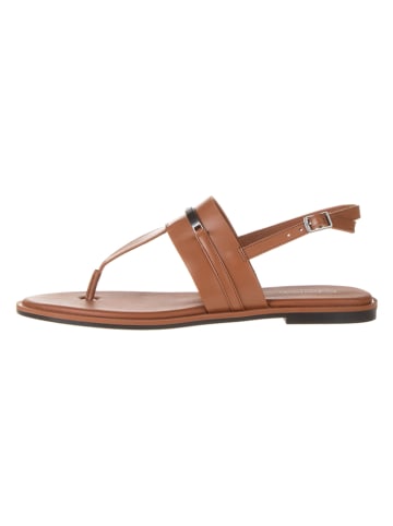 Calvin Klein Leder-Zehensandalen in Hellbraun