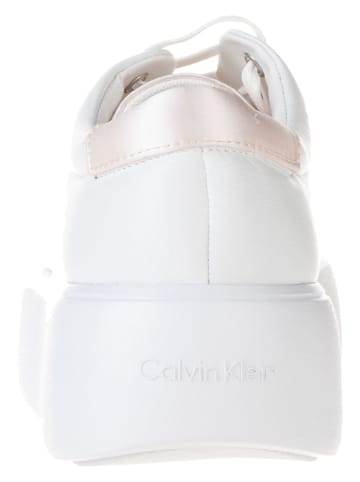 Calvin Klein Leder-Sneakers in Weiß
