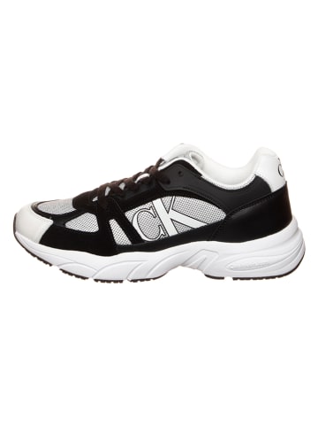 Calvin Klein Leder-Sneakers in Schwarz/ Weiß