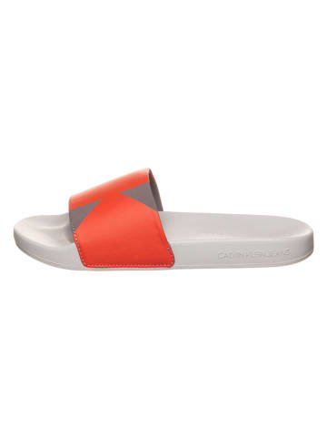Calvin Klein Pantoletten in Rot/ Weiß