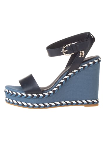 Tommy Hilfiger Shoes Leder-Keilsandaletten in Dunkelblau/ Hellblau