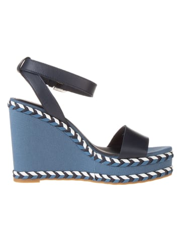 Tommy Hilfiger Shoes Leder-Keilsandaletten in Dunkelblau/ Hellblau