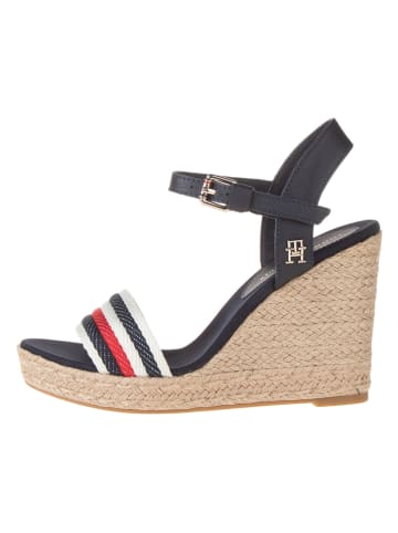 Tommy Hilfiger Shoes Leder-Keilsandaletten in Dunkelblau