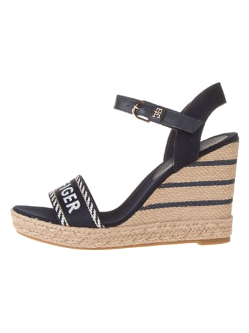 Tommy Hilfiger Shoes Leder-Keilsandaletten in Dunkelblau