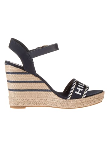 Tommy Hilfiger Shoes Leder-Keilsandaletten in Dunkelblau