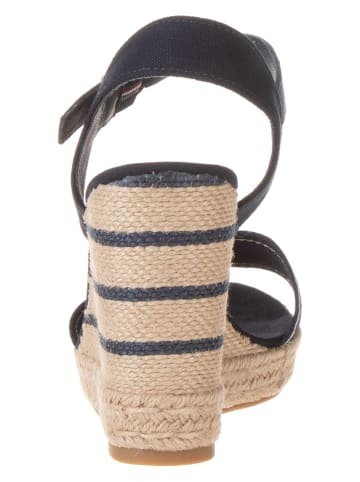 Tommy Hilfiger Shoes Leder-Keilsandaletten in Dunkelblau