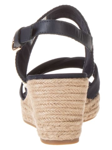 Tommy Hilfiger Shoes Leder-Keilsandaletten in Dunkelblau