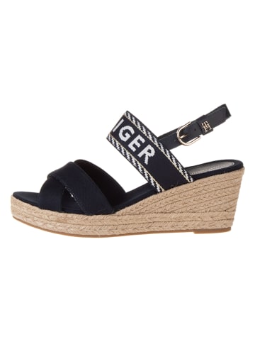 Tommy Hilfiger Shoes Leder-Keilsandaletten in Dunkelblau