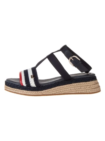 Tommy Hilfiger Shoes Leder-Keilsandaletten in Dunkelblau