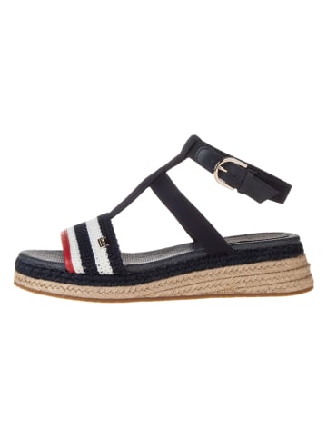 Tommy Hilfiger Shoes Leder-Keilsandaletten in Dunkelblau
