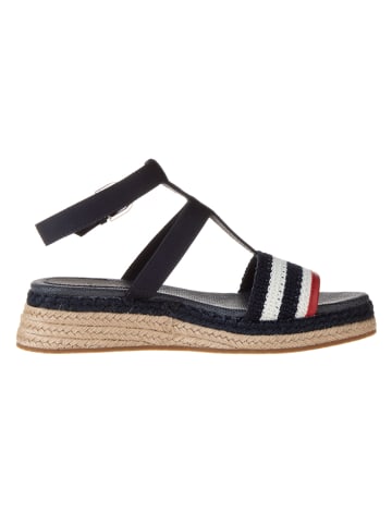 Tommy Hilfiger Shoes Leder-Keilsandaletten in Dunkelblau