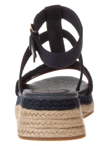 Tommy Hilfiger Shoes Leder-Keilsandaletten in Dunkelblau