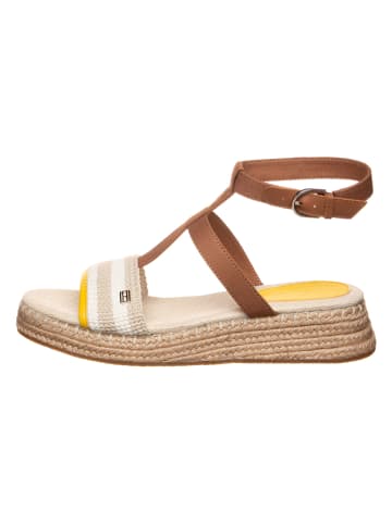 Tommy Hilfiger Shoes Leder-Keilsandaletten in Hellbraun