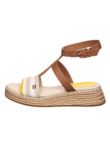 Tommy Hilfiger Shoes Leder-Keilsandaletten in Hellbraun