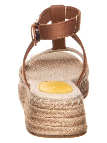 Tommy Hilfiger Shoes Leder-Keilsandaletten in Hellbraun