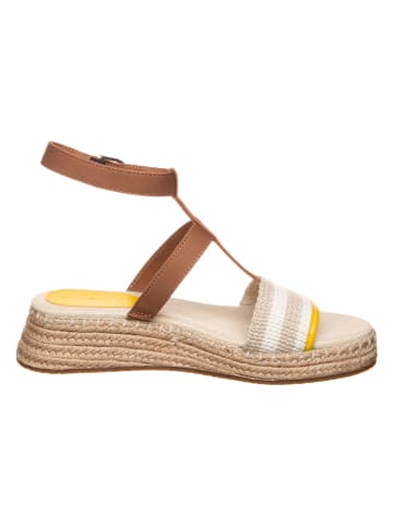 Tommy Hilfiger Shoes Leder-Keilsandaletten in Hellbraun