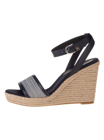 Tommy Hilfiger Shoes Leder-Keilsandaletten in Dunkelblau