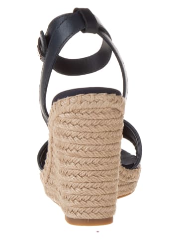 Tommy Hilfiger Shoes Leder-Keilsandaletten in Dunkelblau