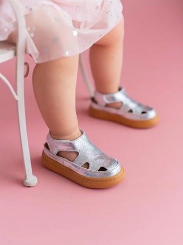 First Step Leren enkelsandalen zilverkleurig