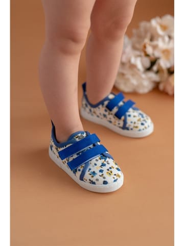 First Step Sneakers "Velcro" wit/blauw